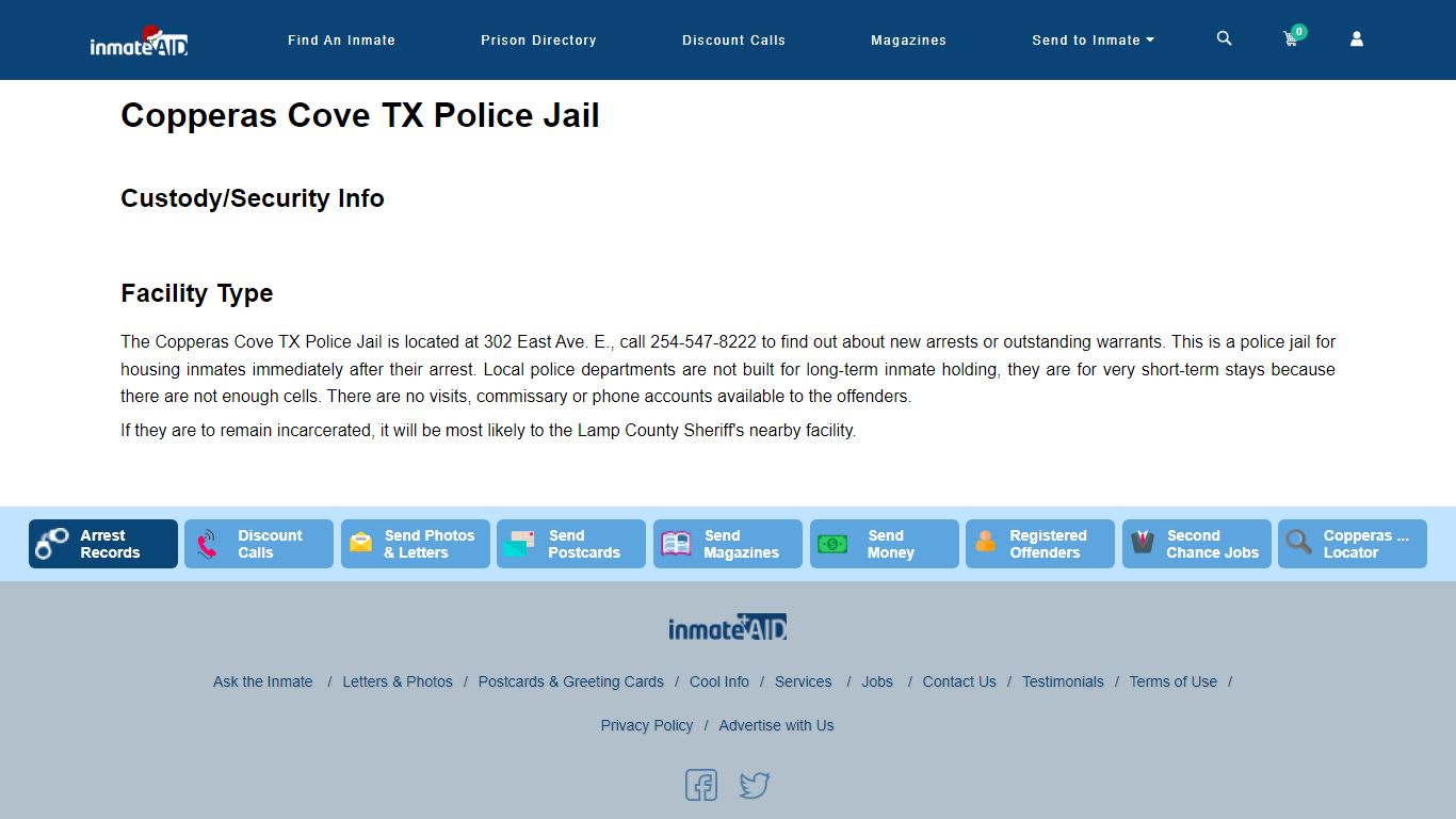 Copperas Cove TX Police Jail - InmateAid